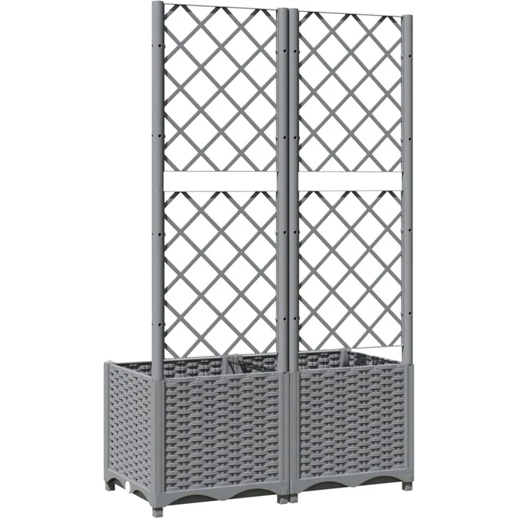 vidaXL Pflanzkübel mit Rankgitter Hellgrau 80x40x136 cm PP 153272 – Bild 6