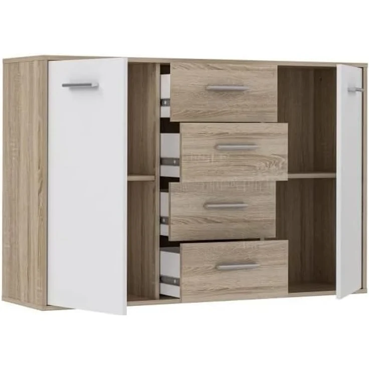 Forte ANTUZA Kommode B x H x T: 122,6 x 88,1 x 34,2, Holzwerkstoff, Eiche, Groß – Bild 5