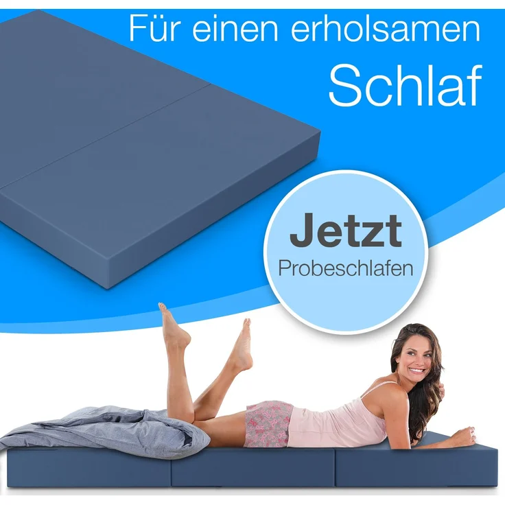 Klappmatratze 90x200 cm, 75x195 cm, Bestschlaf, 15 cm hoch, waschbar, versch. Größen & Farben, geeignet für Hausstauballergiker – Bild 4