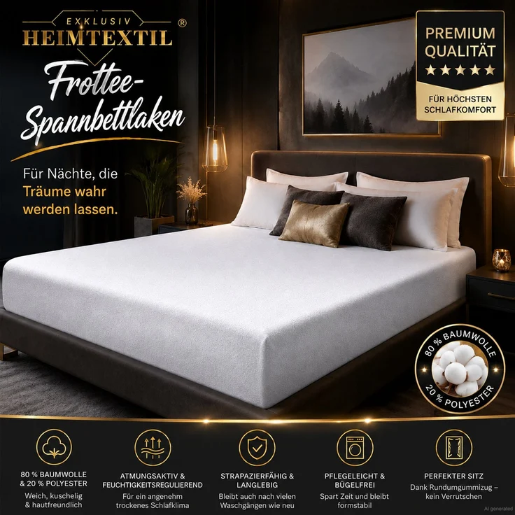 Frottee Spannbettlaken Doppelpack 140 - 160 x 200 cm Weiss – Bild 2
