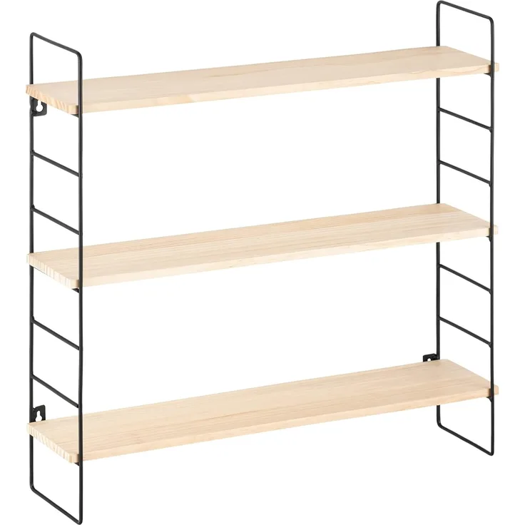 Navaris Wandregal Metallregal zum Aufhängen 50 x 50 x 12 cm - Wanddeko aus Metall/Holz, 1-tlg.
