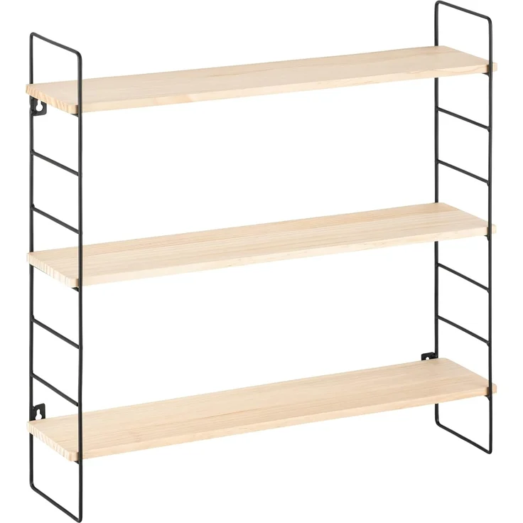 Navaris Wandregal Metallregal zum Aufhängen 50 x 50 x 12 cm - Wanddeko aus Metall/Holz, 1-tlg. – Bild 1