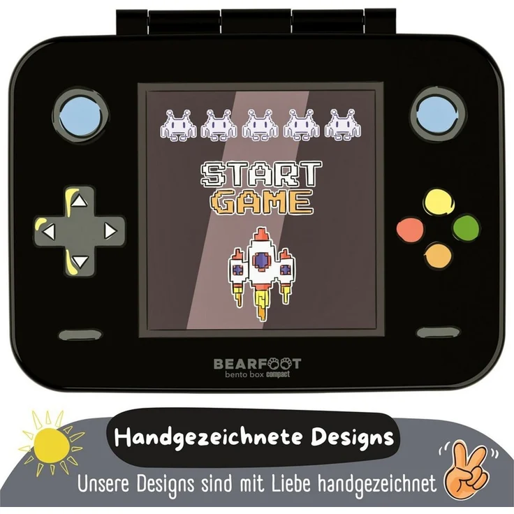 BEARFOOT Lunchbox Brotdose mit Fächern, leicht & auslaufsicher - Game schwarz, PP, ABS, Silikon, Kindergarten und Schule - Mädchen und Jungen, Vesperbox, Snackbox – Bild 3