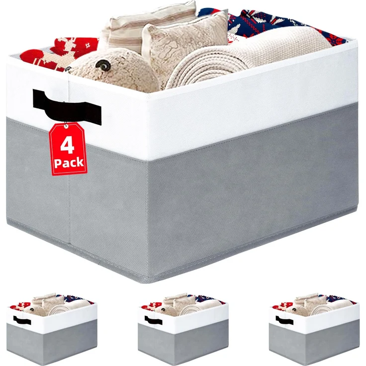 ABC Aufbewahrungskorb mit Deckel, 4er-Set, für Regale und Kinderzimmer – Bild 1