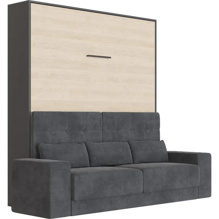 SMARTBett Schrankbett SMARTBett Schrankbett M1 140x200 Vertikal mit Sofa Anthrazit