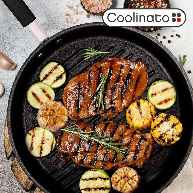 Coolinato Grillpfanne 2tlg Set 26cm Pfanne + Glasdeckel, (2-tlg) – Bild 6