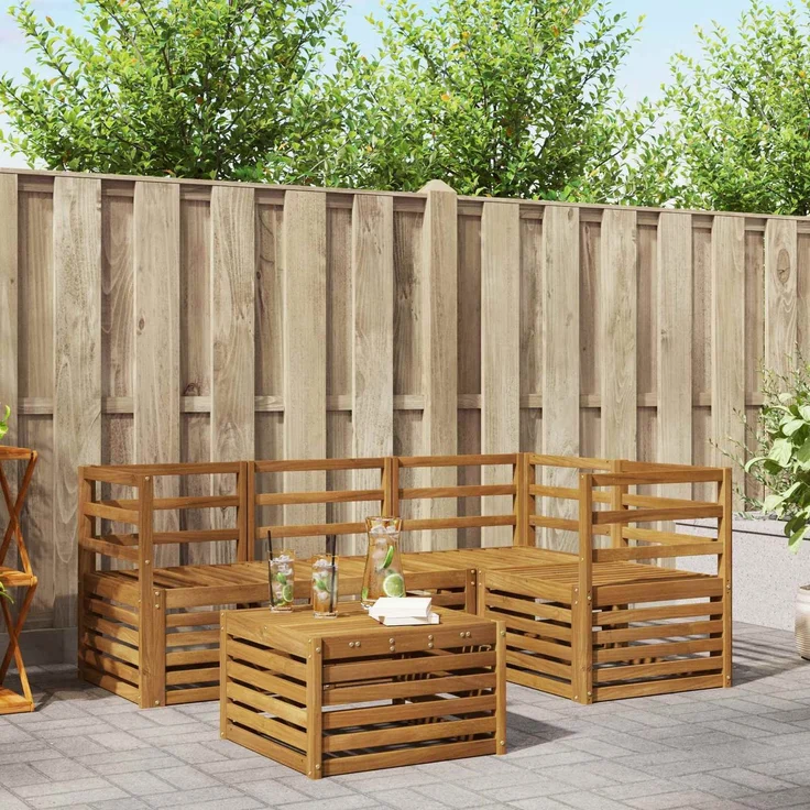 vidaXL Outdoor-Sofagarnitur 5 stk. 4-Sitzer Natur Massivholz Akazie 3374749 – Bild 1