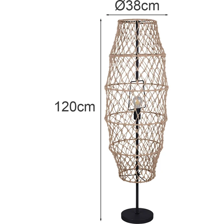 Kleine Boho Stehlampe HIVE Lampenschirm geflochten aus Hanfseil, Höhe 120cm – Bild 4