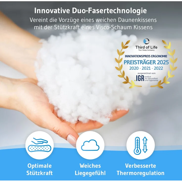 Kopfkissen inSPIRO mit Duo-Hohlfasertechnologie für optimale Stützkraft 70x90cm – Bild 5