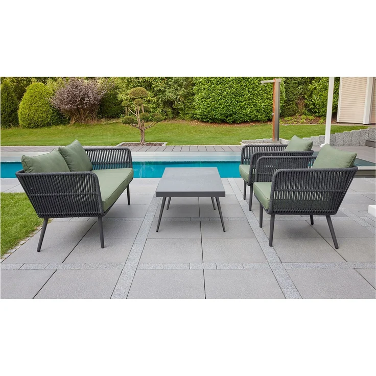 Lounge-Set Saigon, Stahl, Anthrazit, Grün – Bild 3