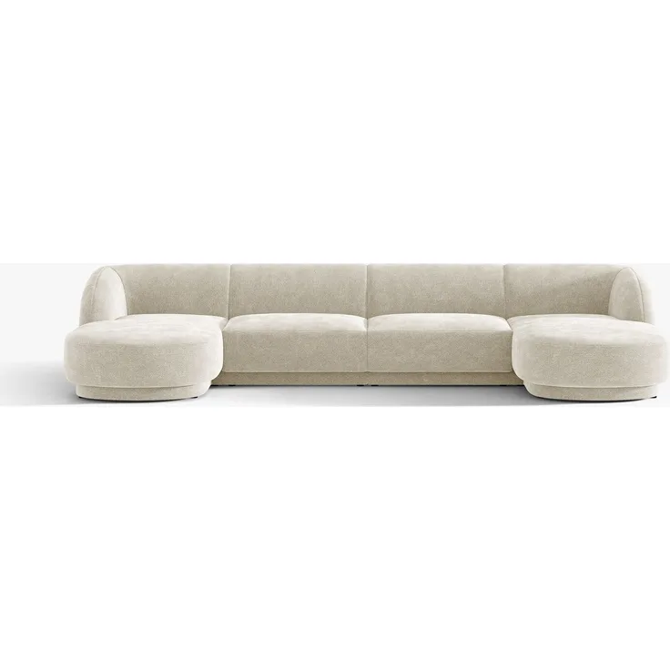 Micadoni Panorama-Sofa Miley 5-Sitzer Chenille Eden Helles Beige