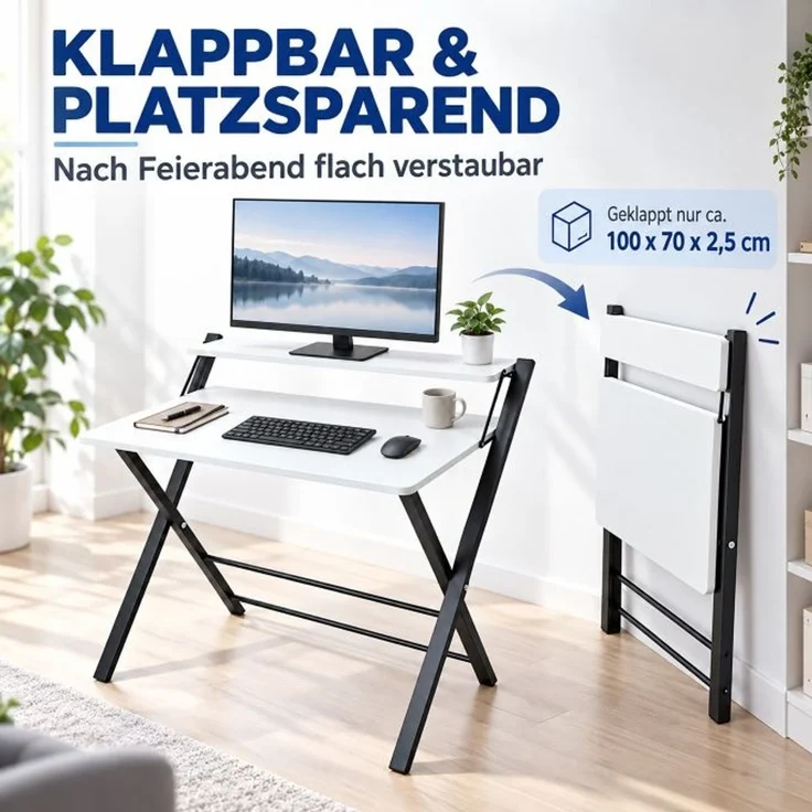 Relaxdays Klappbarer Schreibtisch Monitoraufsatz – Bild 3