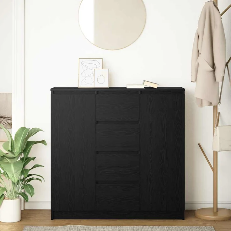 vidaXL Sideboard mit Schubladen Schwarz Eichen-Optik 100,5x35x98,5 cm 3328454 – Bild 2
