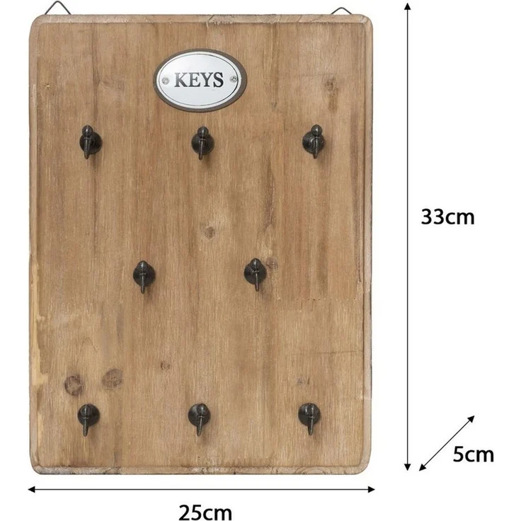 Moritz Schlüsselbrett Schlüsselkasten 25x33cm Keys 8 Haken braun Schlüsselhalter Vintage Schlüsselboard Schlüsselaufbewahrung – Bild 2