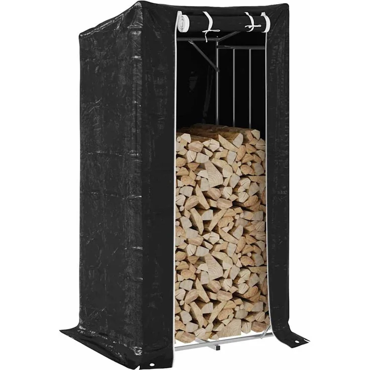 vidaXL Brennholzregal mit Regenschutz 100x80x200 cm Verzinkter Stahl 4104950 – Bild 1