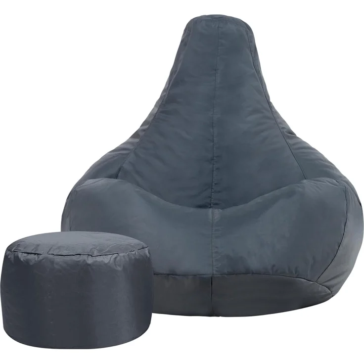 Bean Bag Bazaar Gaming Sitzsack „Recliner“, Gamer Sitzsack für Erwachsene und Kinder, Indoor Outdoor Sitzsack Sessel Gaming mit Füllung (Sitzsack + Hocker, Schiefergrau) – Bild 6