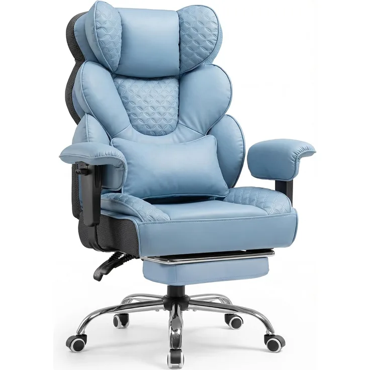 COMHOMA Gaming-Stuhl Ergonomischer Bürostuhl 180 kg, mit Lendenstütze & Fußstütze, 150° verstellbare Rückenlehne, hoher Chefsessel