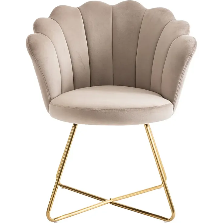 Vente-unique - FIORI Stuhl SamtStoff Beige - B 64 cm x H 85,5 cm x L 69 cm – Bild 2