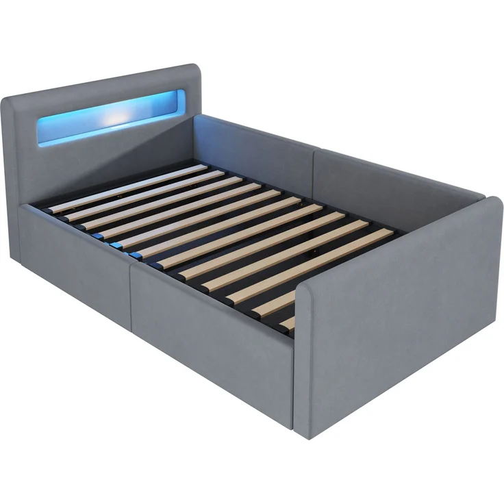 Polsterbett Kinderbett 90x200 cm mit LED, USB, Nachtlicht, hydraulischem Stauraum, Samt, Matratze nicht enthalten – Bild 6
