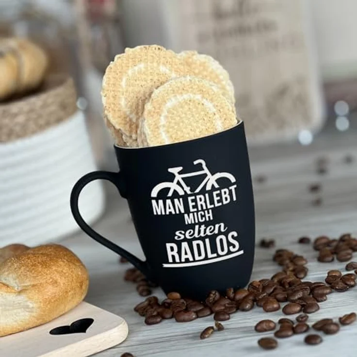 Spruchreif® Tasse SOFT-TOUCH-Tasse mit Gravur·Geschenk für Radfahrer und Mountain Biker – Bild 3