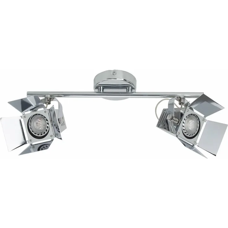 BRILLIANT Lampe Movie LED Spotrohr 2flg chrom | 2x LED-PAR51, GU10, 5W LED-Reflektorlampen inklusive, (380lm, 3000K) | Köpfe schwenkbar