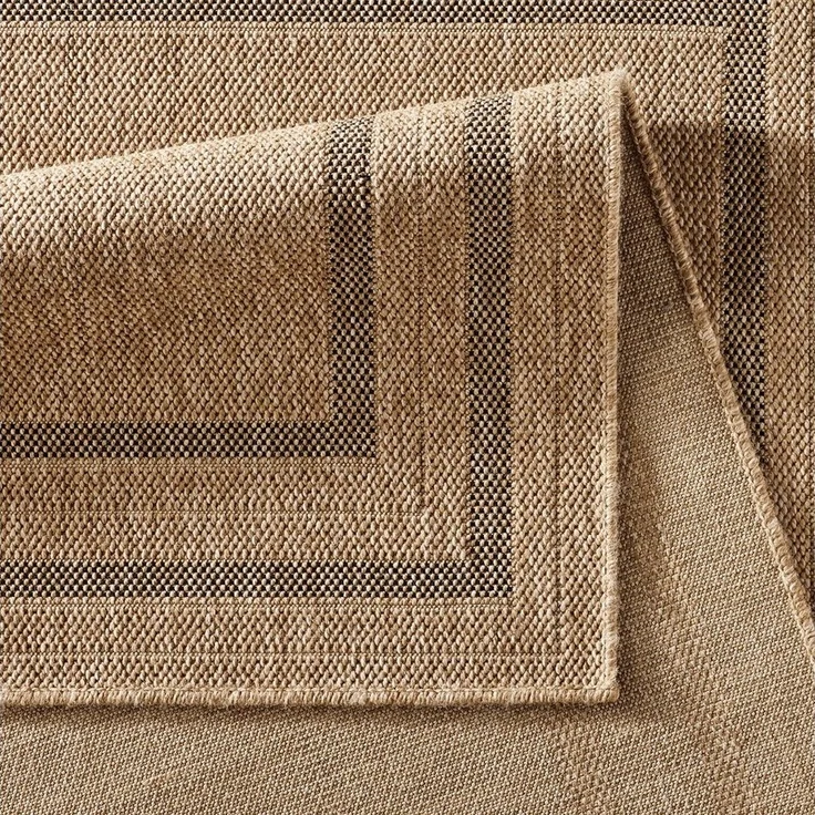 TaraCarpet Teppich Outdoor & Indoor Teppich wetterfest Borneo Sisal-Jute-Optik naturfarbe, rechteckig, Höhe: 10 mm, Kurzflor Bordüre S In & Outdoor Balkon Terrasse Wohnzimmer 67x180 – Bild 3