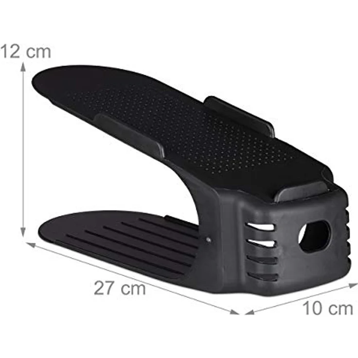 Relaxdays 12er Set Schuhstapler, rutschfeste Schuhablage für Damenschuhe bis Größe 39/40, schwarz, Fläche BxT 9,5 x 24 cm – Bild 4
