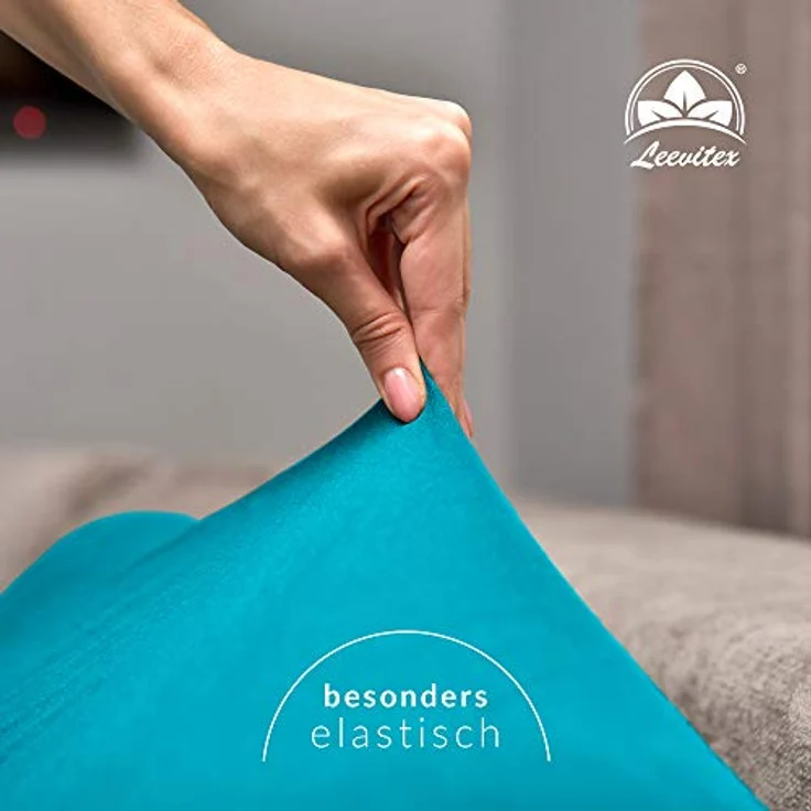 leevitex® Spannbettlaken Spannbettlaken Topperbezug Premium 170, Gummizug: rundum, extra schwere Ausführung, 180x200 - 200x220 cm, 100% Mako-Baumwolle – Bild 5