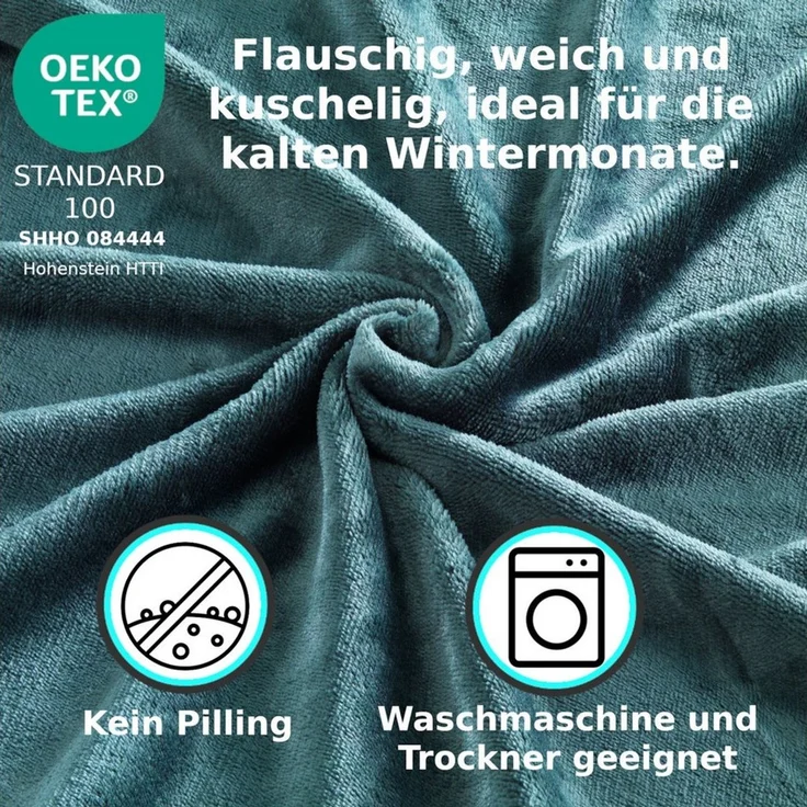 MALIKA® Premium warme Spannbettlaken Cashmere-Touch Bettlaken Jersey Fleece Spannbetttuch Laken, Farbe:Dunkelgrün, Größe:120x200 cm – Bild 3