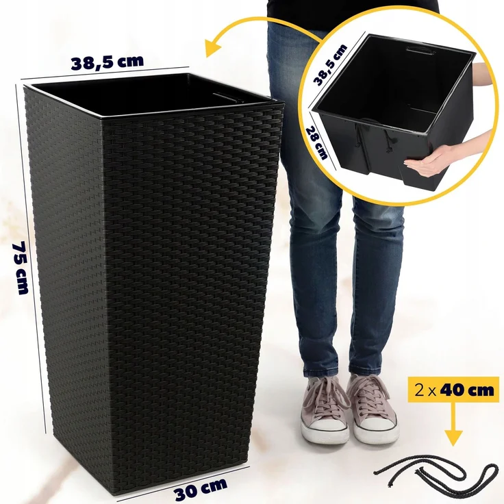 KADAX Blumentopfeinsatz 39x75cm hoch Schwarz – Bild 2