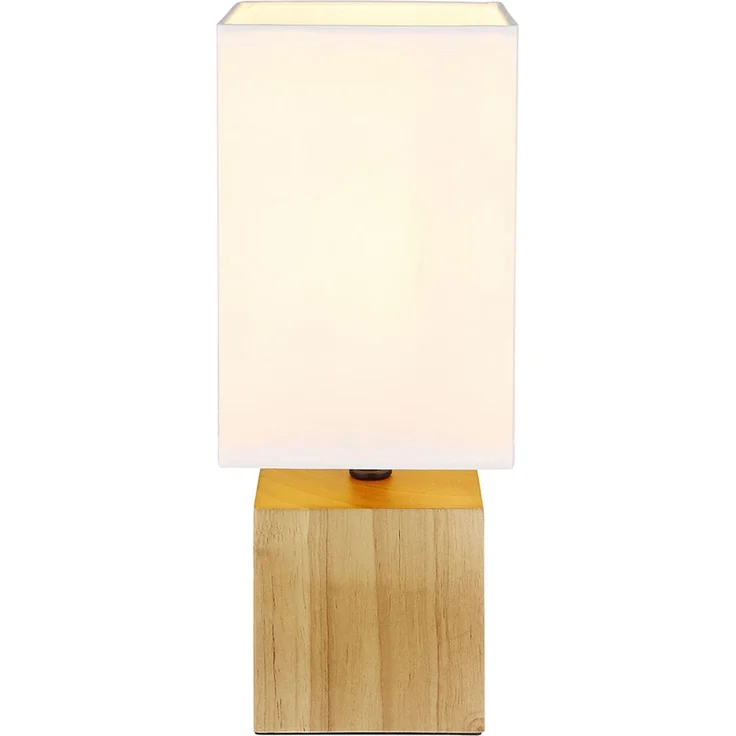 RGB LED Tischleuchte, Holz natur, Textil weiß, H 30 cm – Bild 8