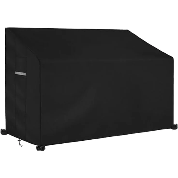 Dokon 2 Sitzer Gartenbank Abdeckung, wasserdicht und winddicht aus robustem Oxford-Gewebe mit Belüftungsöffnungen, Schwarz, 134x66x63/89cm – Bild 1