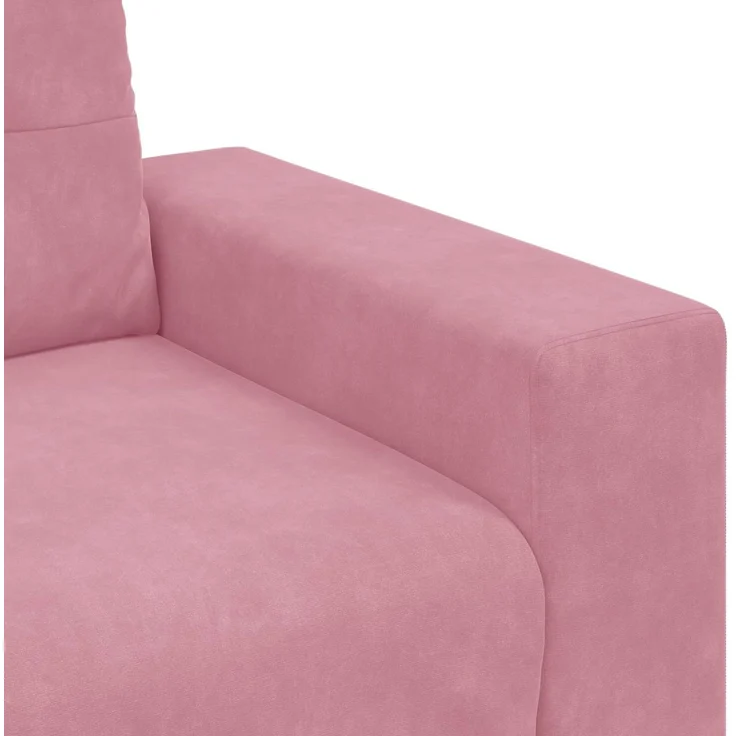 vidaXL | 3-Sitzer-Sofa | mit Kissen Rosa Samt 4105137 – Bild 5