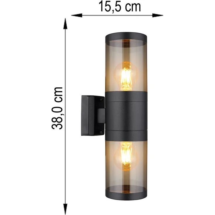 Wandleuchte, Up & Down, Edelstahl, schwarz, rauch, H 38 cm – Bild 9