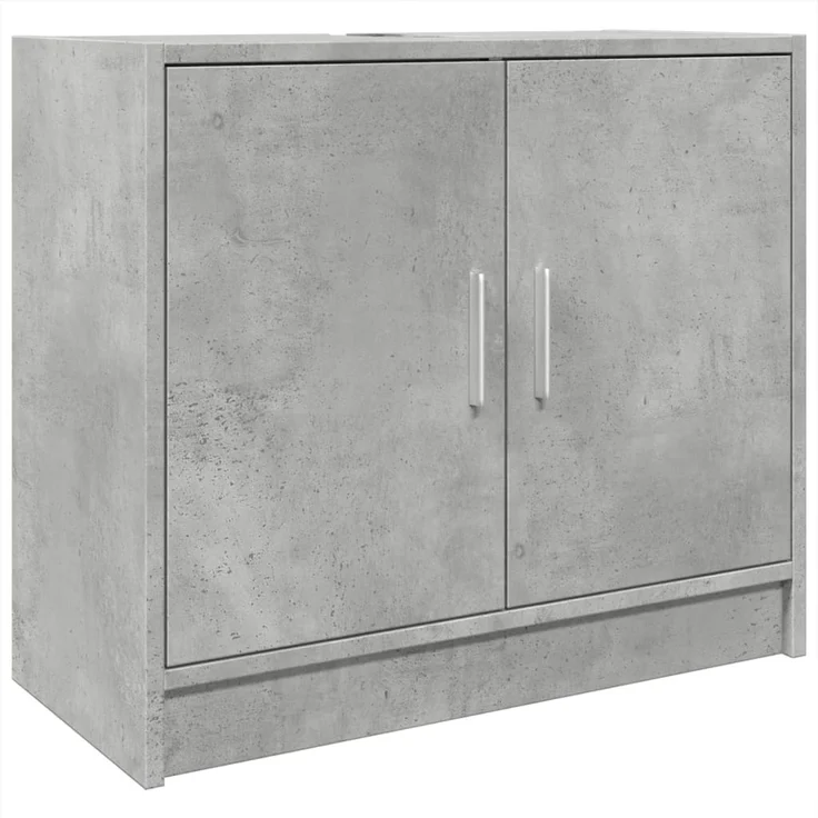 Waschbeckenunterschrank, Badschrank, Unterschrank Betongrau 63x29x55 cm Holzwerkstoff j76p – Bild 1