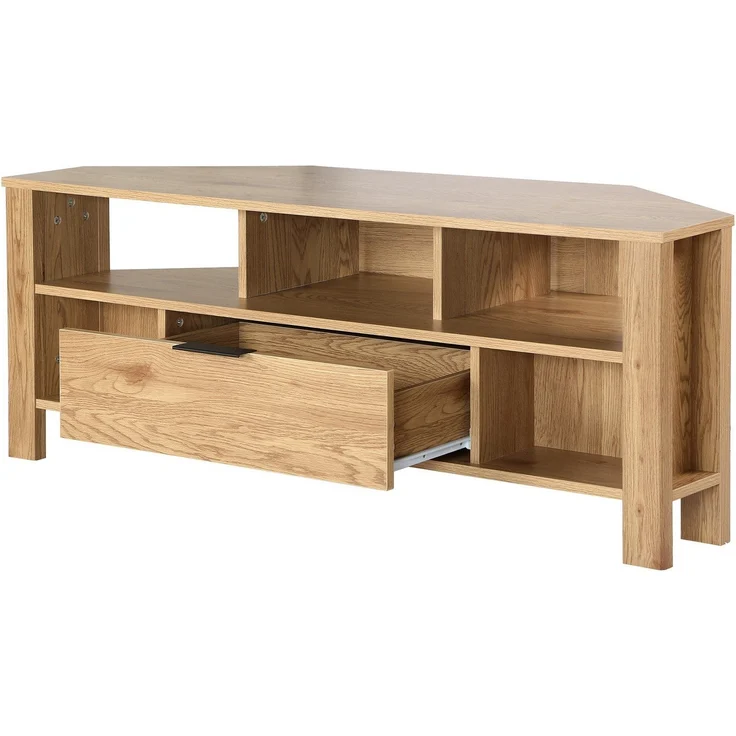 Casâme Eck-TV-Möbel 1 Schublade Eiche Dekor - L120 cm - Helles Holz – Bild 6