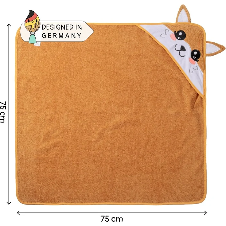 Corimori Badetuch Baby Kapuzenbadetuch mit Grußkarte, Geschenk-Set, Baumwolle (1-St) – Bild 3