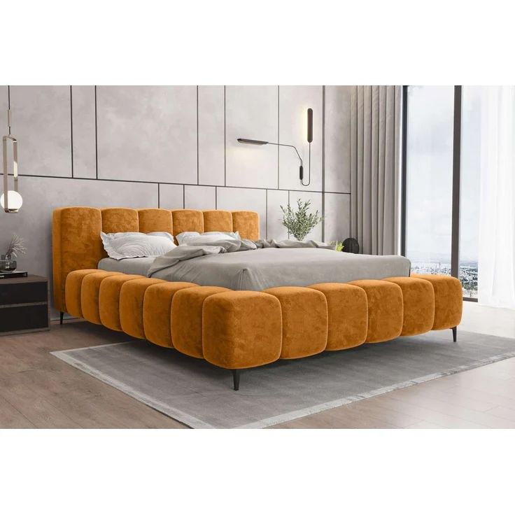 99rooms Cozy Polsterbett 180x200 cm Chenille APHRODITE Gold – Bild 5