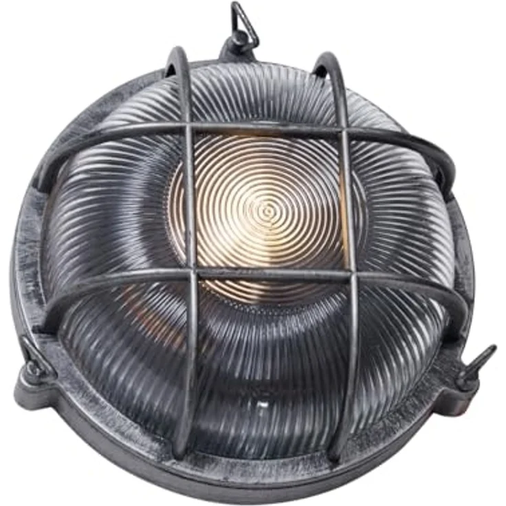 Qazqa Außen-Wandleuchte Nautica, ohne Leuchtmittel, Warmweiß, QAZQA Außen Wand­leuchte, e27, Silber, Aluminium, Industrie – Bild 6