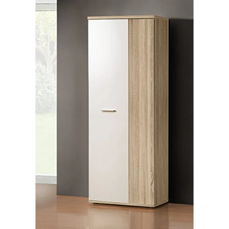 FORTE Net106 Mehrzweckschrank mit 2 Türen, Holzwerkstoff, Sonoma Eiche + Weiß, 68. 90x34. 79x179. 1 cm – Bild 3
