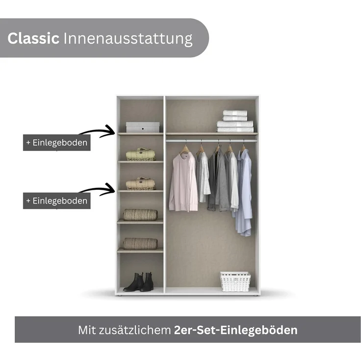 Rauch Möbel 'Voyager' Kleiderschrank, Holz, Weiß, Zubehör Classic, Breite 140 cm | ohne Schubladen – Bild 7