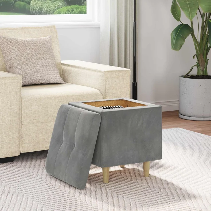 vidaXL Ottoman mit Stauraum Dunkelgrau 40 x 40 x 45 cm Samt 876811 – Bild 4