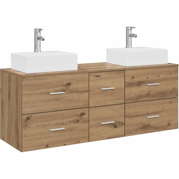 vidaXL Badezimmerschrank-Set 3 stk. Artisan-Eiche 129 x 41 x 79,5 cm 3405850 – Bild 2