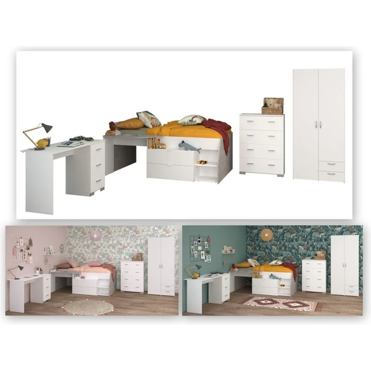 Parisot Kinderzimmer und Jugendzimmer Milky in weiß und grau Loft Set 4-tlg. – Bild 6
