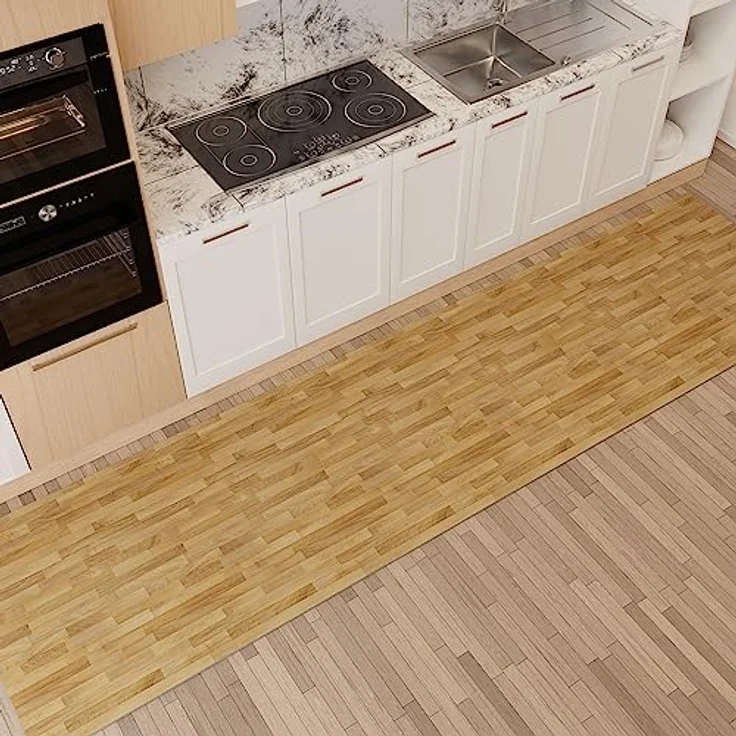 PETTI Artigiani Italiani - Teppich für Küche, rutschfest, waschbar, Läufer für Küche, Teppich, Küchenläufer, 52x240 cm, Design Parkett 02, 100% Made in Italy – Bild 2
