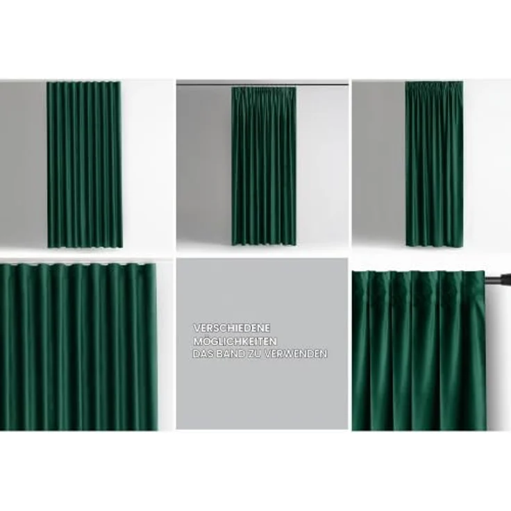 Restilo Gardine Gardine Multifunktionsband Kräuselband Vorhang Verdunkelnd Samt Textil (1 St), Kräuselband, verdunkelnd, Samt Textilien, mit Raffhalter – Bild 6