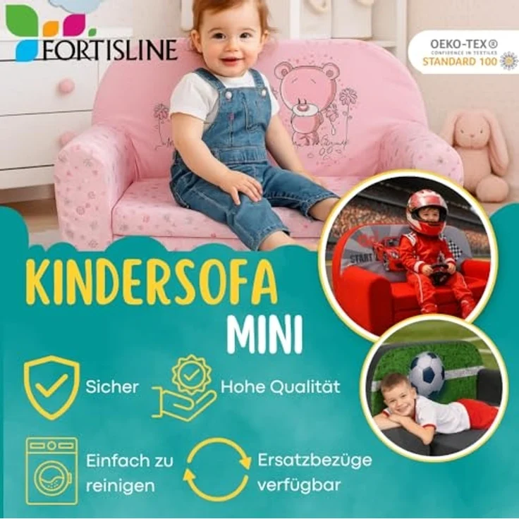 FORTISLINE Kindersitzgruppe Kindersofa "MINI" Kindercouch zum Aufklappen W386 – Bild 5