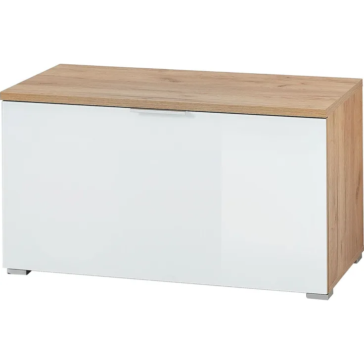 Schuhbank Turin / GW-TELDE, Glas, Holzwerkstoff, Weiß, Holzfarben, 89 x 47 x 40 cm
