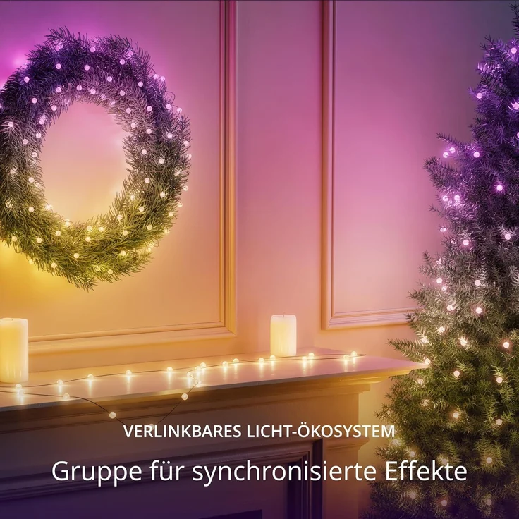 Twinkly Strings Pearls 100 LED, LED-Lichterkette in Perlenform, RGB LED-Lichter Mehrfarbig, Kompatibel mit Alexa & Google Home, Gaming-Lichter, Stromversorgung über USB-C, Grünes Kabel, 6m – Bild 6