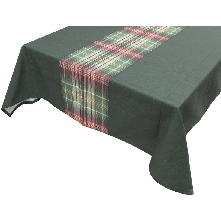 Tafeldecke "Karogrün" Polyester / Baumwolle Mischung, dunkelgrün / kariert, 140 x 240 cm, Tischdecke, Tischtuch